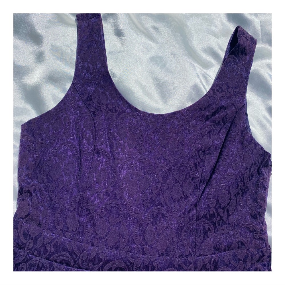 TEMT Purple Jacquard Pleated Satin Lined Skater Dress - Picture 5 of 7